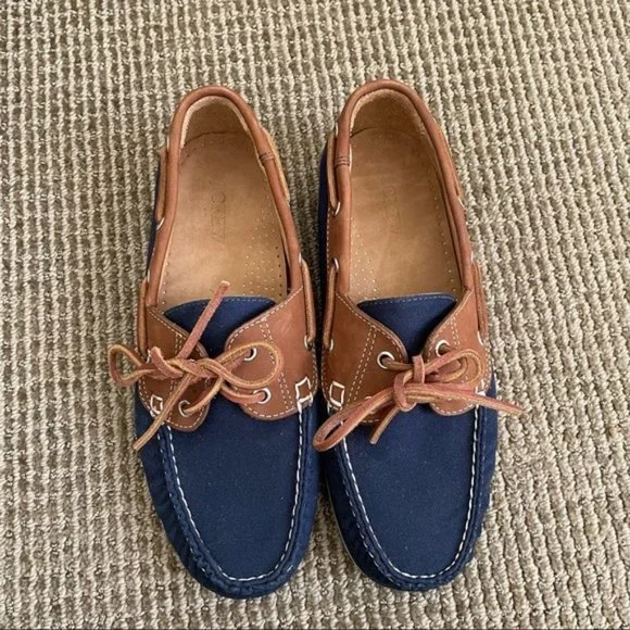 J. Crew Factory Canvas Boat Shoes in Navy - Picture 2 of 6